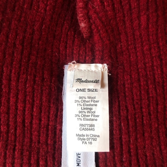 ❌sold❌Madewell $40 MSRP Wool Cozy-Knit Beanie Burgundy / Red #07792 SUPER WARM - Picture 7 of 8